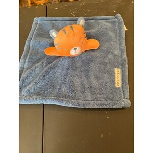 Chick Pea Baby Security Blanket Blue Fleece Orange Plush Tiger Lovey 12x12